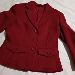 Express Design Studio 6 Red Jacket Short Pleated 3-Button-Front Button-Accents